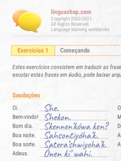 PDF caderno de exercícios em mohawk