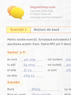 Caiet de exerciţii PDF în limba spaniolă