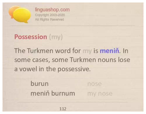 Slovnica v turkmenščini za prenos
