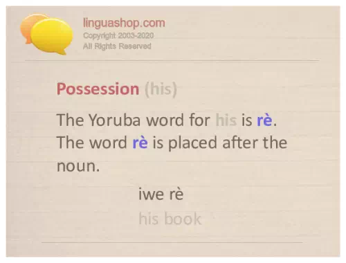 Slovnica v yorubčini za prenos