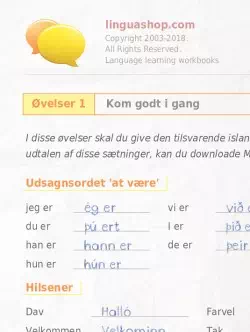 PDF arbejdsbog til islandsk