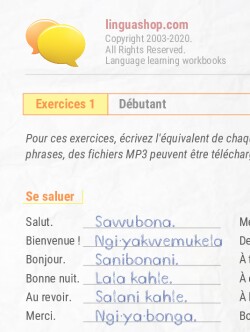 PDF Cahier d'exercices en zoulou
