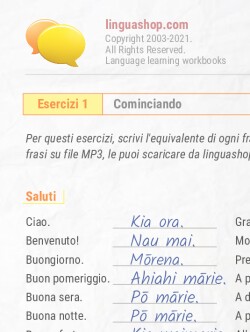Quaderno degli esercizi in maori in PDF
