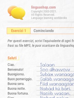 Quaderno degli esercizi in PDF in somalo