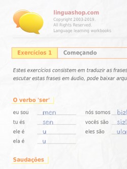 PDF caderno de exercícios em usbeque