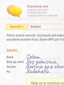 Caiet de exerciţii PDF în limba azeră