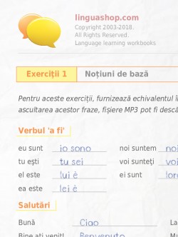 Caiet de exerciţii PDF în limba italiană