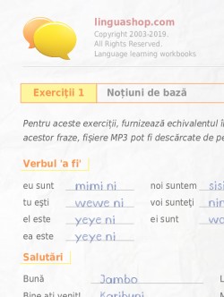 Caiet de exerciţii PDF în limba swahili