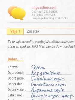 PDF delovni zvezek v Azerbajdžanščini