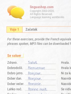 PDF delovni zvezek v Francoščini