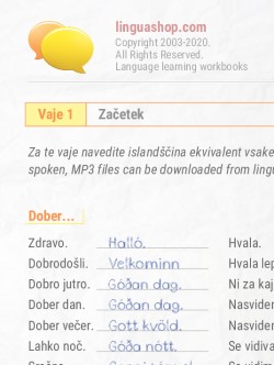 PDF delovni zvezek v Islandščini