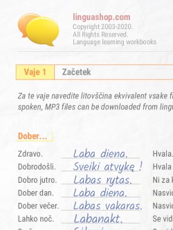 PDF delovni zvezek v Litovščini