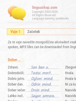 PDF delovni zvezek v Mongolščini