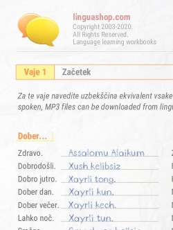 PDF delovni zvezek v Uzbekščini