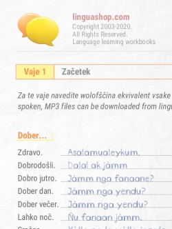 PDF delovni zvezek v Wolofščini